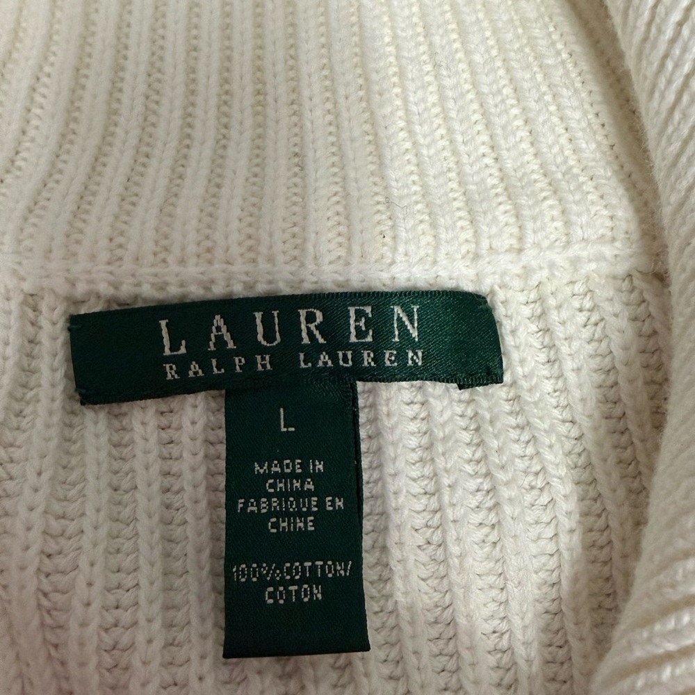 VTG Y2K Lauren Ralph Lauren Ivory Knit Sweater Metal Crest Buttons NWT  L - Picture 3 of 16